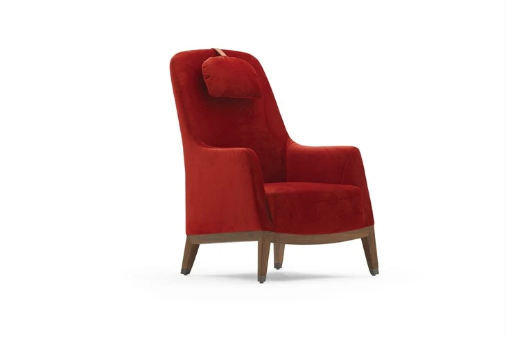 Luxury Villa High Back Lounge Sofa Chair Hotel Lobby Leather Wing Chair